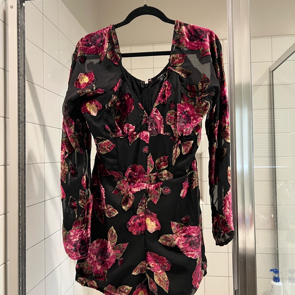 Nasty Gal Romper with Pink Floral Accents